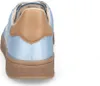 The back view of a light blue sneaker with tan accents and a gum sole. Produktbild-Vorschau