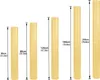 A size chart showing different heights of bamboo privacy screens. Produktbild-Vorschau