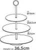 A diagram of a three-tiered cake stand with dimensions indicated. Produktbild-Vorschau