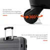 Close-up shots of a gray suitcase, highlighting its wheels and handle. Produktbild-Vorschau