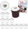 A set of 12 glass jars with lids, a plate, and a recipe book, all with a Christmas gingerbread theme. Produktbild-Vorschau