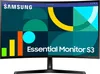 A Samsung Essential Monitor S3 is displayed with a colorful abstract background and text. Produktbild-Vorschau