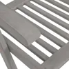 Close-up view of a gray wooden garden chair armrest and slats. Podgląd zdjęcia produktu