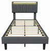 UnboxG Einzelbett 90x200 cm Grau aus Leinen mit Produktbild-Vorschau 13