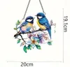 GKA Sonnenfänger 2 Vögel auf Blumenast 20 cm Meise Buntglas Produktbild-Vorschau 3
