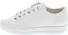 A side view of a white leather sneaker. Voir les images du produit