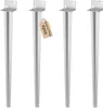 Four silver ground plugs are arranged in a row against a white background. One of the plugs has a small brown tag attached. Produktbild-Vorschau