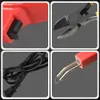 A collage of four close-up images showing different parts of a plastic welding tool kit. Produktbild-Vorschau
