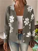 ASKSA Dámský svetr s dlouhým rukávem V-Neck Loose Floral Náhled obrázku produktu 5