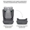 An image showing a car seat and a booster seat, with text indicating how the car seat can be converted into a booster seat. Podgląd zdjęcia produktu