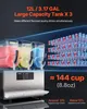A commercial slushie machine with three tanks filled with different colored slushies, displayed with marketing text and graphics. Náhled obrázku produktu