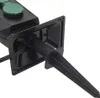 Close-up of the back of a black outdoor power strip with a ground spike attached. Anteprima dell’immagine prodotto