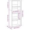 A line drawing of a bookshelf with dimensions indicated by purple lines and text. Voir les images du produit