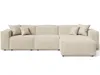 A beige sectional sofa with throw pillows, shown from the front against a white background. Produktbild-Vorschau
