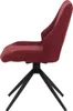 A side view of a bordeaux fabric dining chair with a black metal base. Anteprima dell’immagine prodotto