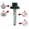 A self-drilling screw with numbered callouts pointing to different parts of the screw. Anteprima dell’immagine prodotto