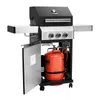 A gas grill with a propane tank inside, shown against a white background. Produktbild-Vorschau