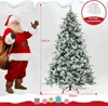 Santa Claus stands next to a snow-covered artificial Christmas tree, with dimensions indicated. Náhled obrázku produktu