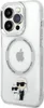 A clear, professional shot of an iPhone case with a transparent back, showcasing the Karl Lagerfeld and Choupette design and MagSafe ring. Anteprima dell’immagine prodotto