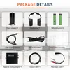 A collage of product components and accessories for a wireless headphone set. Voir les images du produit
