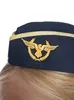 Close-up of a stewardess hat worn by a person. Produktbild-Vorschau