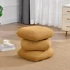 Three yellow poufs are stacked on a rug in a room with sheer curtains and a dresser in the background. Podgląd zdjęcia produktu