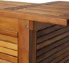 A close-up view of the corner of a wooden bar table, showing the slatted design and construction details. Náhľad obrázku produktu