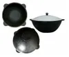 A collage of three views of a cast iron kazan with an aluminum lid. Anteprima dell’immagine prodotto