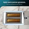 A toaster with two slices of bread inside, placed on a marble-like surface. Produktbild-Vorschau