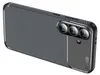 A black carbon-look phone case with a camera cutout is shown from a diagonal angle. Produktbild-Vorschau