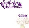 Oblique Unique Endlich Schulkind Torten Topper Glitzernd Produktbild-Vorschau 3