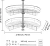 A two-tier rotating corner organizer with dimensions indicated. Anteprima dell’immagine prodotto