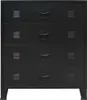 A black metal filing cabinet with four drawers, shown from the front. Náhled obrázku produktu