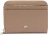 A close-up studio shot of a taupe Lacoste coin wallet. Voir les images du produit