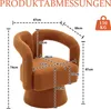 A diagram showing the dimensions of an orange armchair. Voir les images du produit