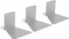 Three silver metal shelf brackets are arranged diagonally on a white background. Anteprima dell’immagine prodotto