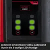 Close-up of a battery indicator panel with two sets of LED lights and labels. Produktbild-Vorschau