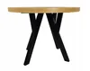 A round wooden table with black legs on a white background. Náhled obrázku produktu