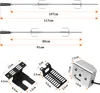 Diagrams showing the dimensions of a grill rotisserie set. Náhled obrázku produktu