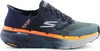 A side view of a blue Skechers running shoe with orange accents. Produktbild-Vorschau
