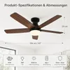 Deckenventilator mit Beleuchtung Schwarz Ø106cm H22cm 40W Produktbild-Vorschau 17