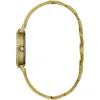Side view of a gold-colored women's watch with a jeweled bezel. Podgląd zdjęcia produktu