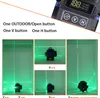 A collage of images showing a laser level device projecting green lines in various configurations, with text overlays describing its buttons and features. Produktbild-Vorschau