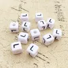 Perles pour lettres, 30 pièces, 6x6 mm, blanc avec noir, Voir les images du produit 1