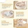 Collage of images showcasing different features of a cat tree, with text descriptions in German. Podgląd zdjęcia produktu