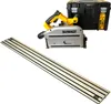 A DeWALT plunge saw set with a guide rail and storage case, presented on a white background. Anteprima dell’immagine prodotto