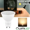 A product shot of an LED bulb with marketing text and a smaller inset image showing the light output. Produktbild-Vorschau