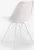 A white designer chair with a white metal base, shown from the back. Produktbild-Vorschau