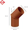 A brown PVC pipe fitting with dimensions and angle indicated. Produktbild-Vorschau