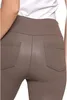 Close-up of the back of beige faux leather leggings. Produktbild-Vorschau
